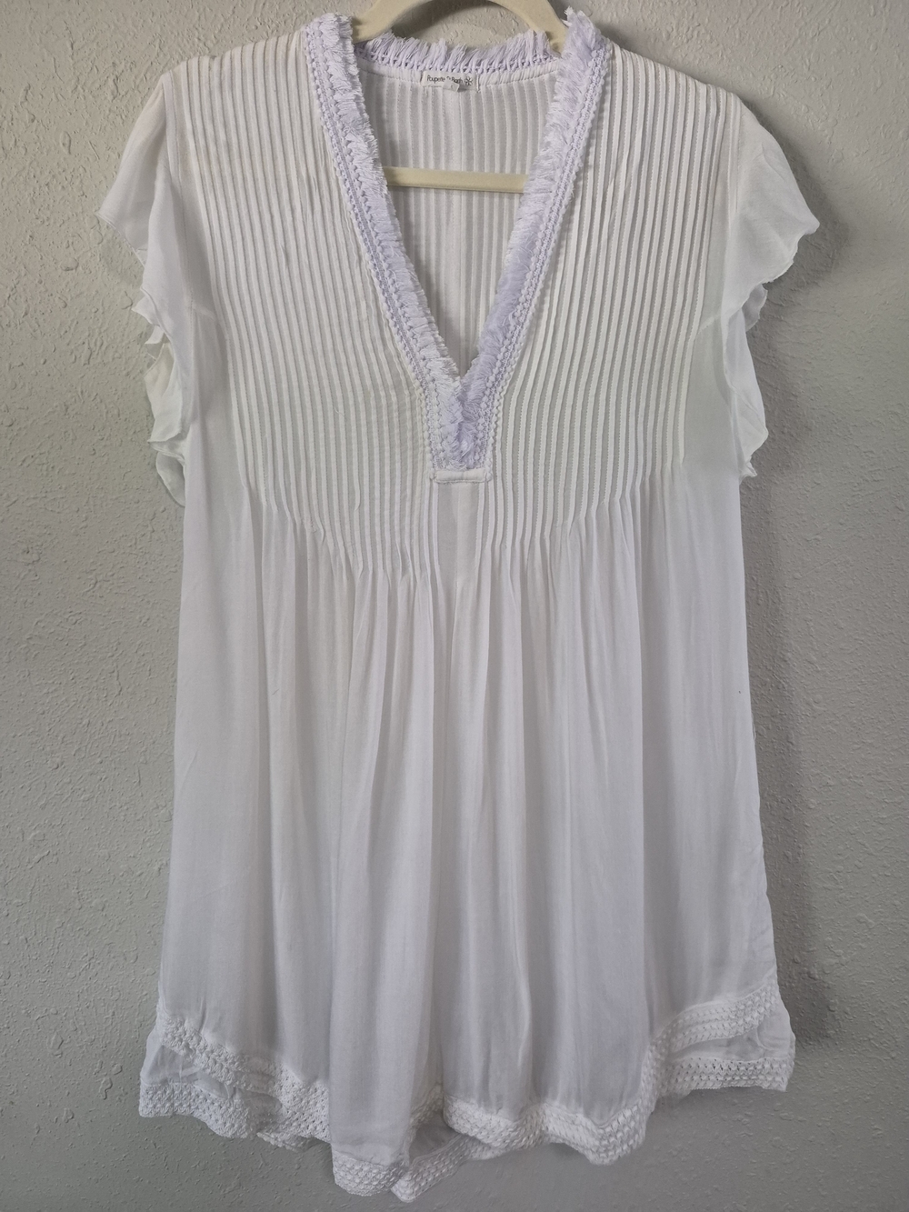 Poupette St. Barth Sasha Women’s White V-Neck Pintuck Dress Size XS